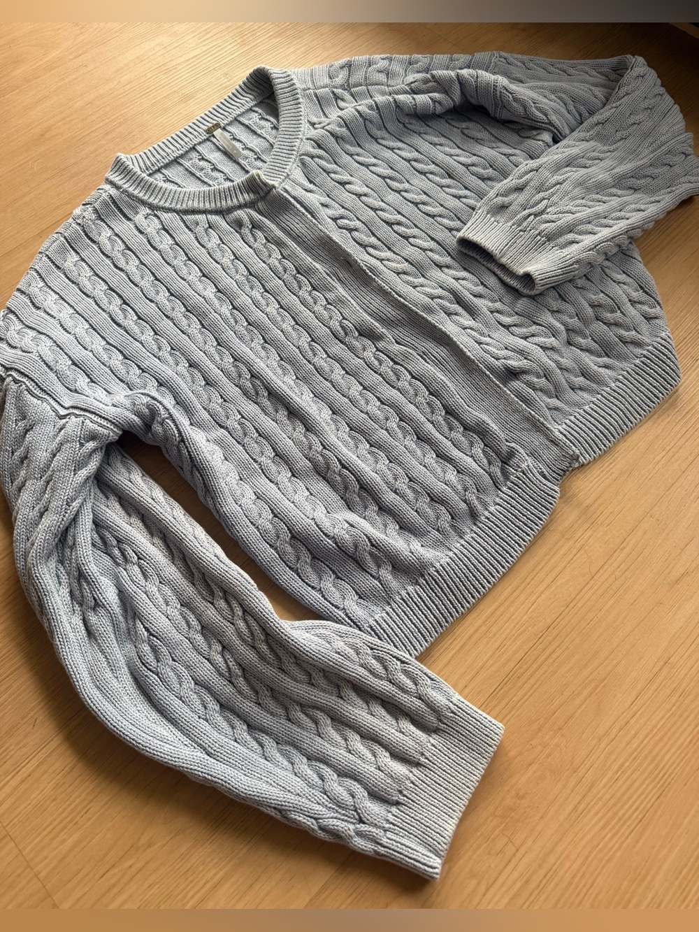 NWOT YFB Cable-Knit Cardigan Sweater in Light Blue